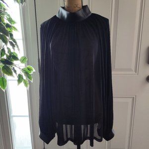 Draped Black Sheer Blouse